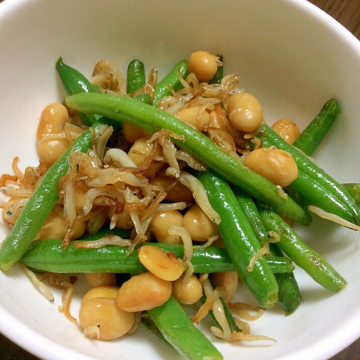 常備菜に♪インゲンと大豆とじゃこの炒め物